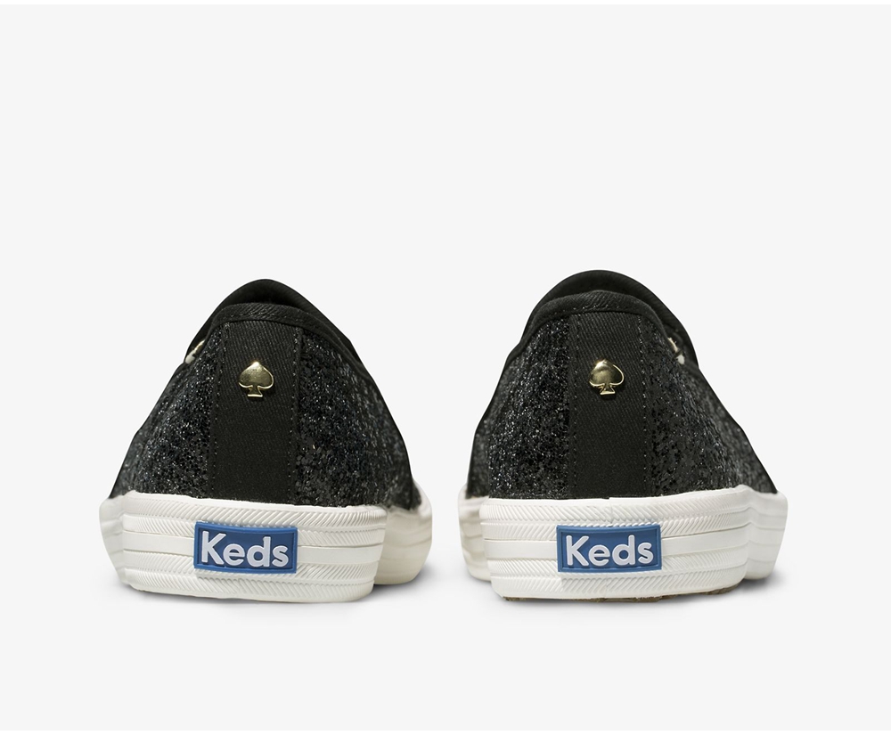 Slip Ons Keds Femme Noir - Kate Spade New York Double Decker Glitter - 970-CDALTX